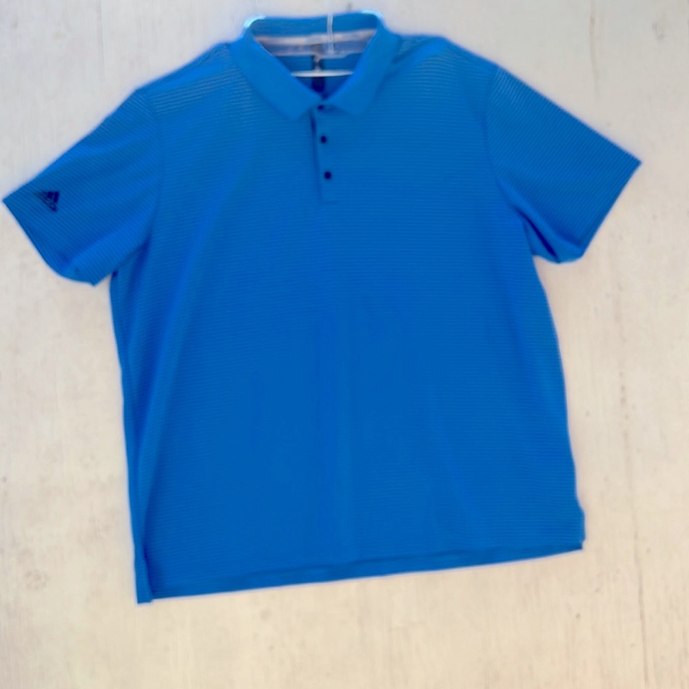 Adidas Golf Men's Short Sleeve Casual Blue Stripe Performance Polo Shirt 2XL
